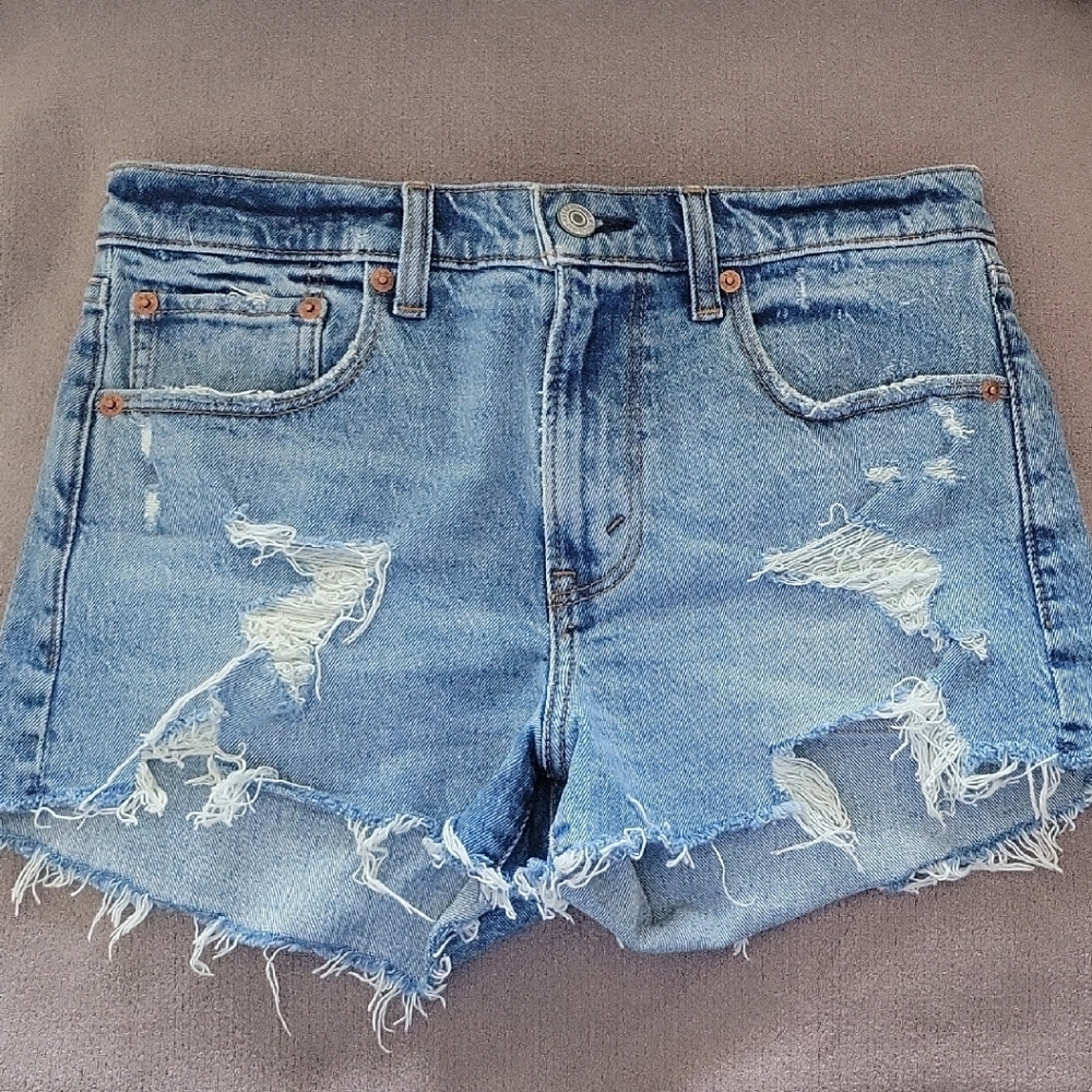 Abercrombie & Fitch Blue Jean Shorts Distressed Cut-Off